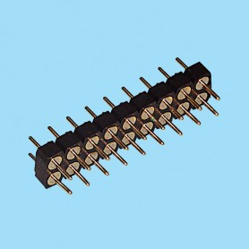8446 / Straight male connector double row y machined contact for PCB - Pitch 2.54 mm