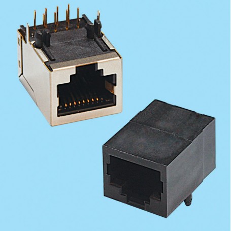 7653 / Side entry SMT shielded jack FCC-68 [Low profile - Shielded/Unshielded]