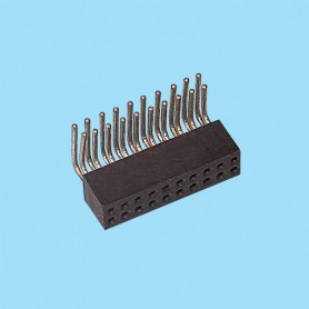 8364 / Angled female connector double row machined contact for PCB - Pitch 1.27 mm