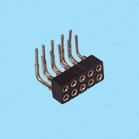 8382 / Angled female connector double row machined contact - Pitch 2.00 mm