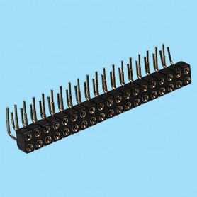 8405 / Angled female connector double row machined contact - Pitch 2.54 mm