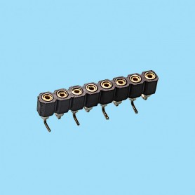 8408 / Straight female SMD connector single row machined contact - Pitch 2.54 mm