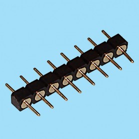 8445 / Straight male connector single row machined contact - Pitch 2.54 mm