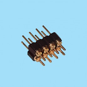 8391 / Straight male connector double row machined contact - Pitch 2.54 mm