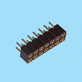 8411 / Straight female connector double row machined contact - Pitch 2.54 mm