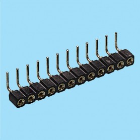 8404 / Angled female connector single row machined contact - Pitch 2.54 mm