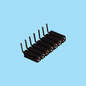 8414 / Angled female connector single row machined contact - Pitch 2.54 mm