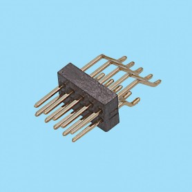 1049 / Angled pin header double row SMD - Pitch 1,00 mm