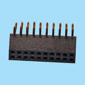 1310 / Female angled double row connector para PCB - Pitch 1,27 mm