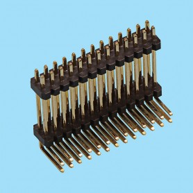 1368 / Angled pin header double row double body - Pitch 1,27 mm