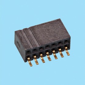 1314 / Female angled double row connector SMT socket - Pitch 1,27 mm