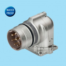 M23DJZL / Male contact angled square flange receptacle – IP67