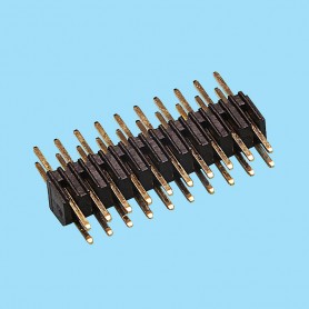 2075 / Stright pin header double row aislante (Base 4.00 mm) - Pitch 2,00 mm