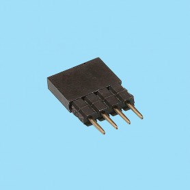 2554 / Female stright connector single row - Pitch 2,54 mm