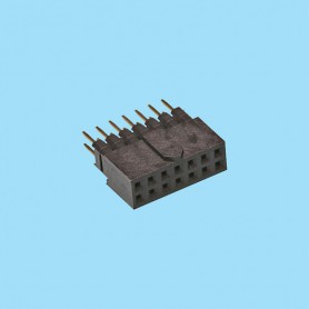 5553 / Female stright connector PCB double row [different heights] - Pitch 2,54 mm
