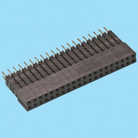 5452 / Female stright connector PCB double row [different heights] - Pitch 2,54 mm
