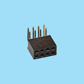 5454 / Female angled double row connector - Pitch 2,54 mm