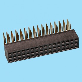 3454 / Female angled connector triple fila - Pitch 2,54 mm