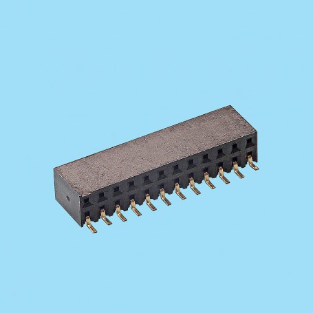 5425 / Conector hembra acodado doble fila SMD entrada lateral - Paso 2,54 mm