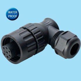 WA22K7TL1 / 6+PE Female cable connector with angled back shell