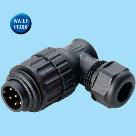 WA22J7TL1 / 6+PE Male cable connector with angled back shell