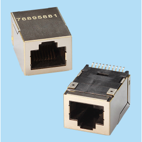 7689 / RJ45 angled modular plugs with filter and LED SMD
